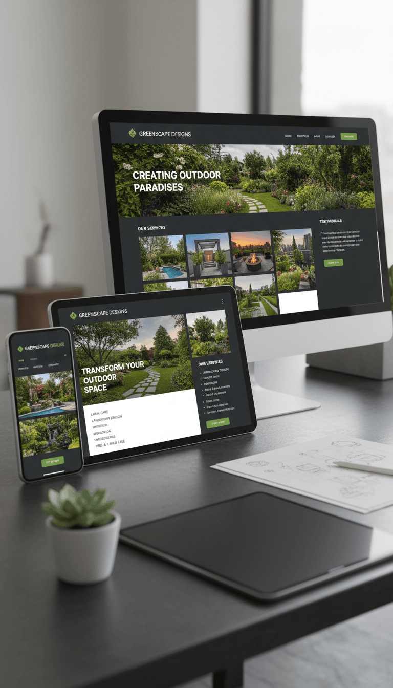 Landscaping business website with portfolio showcase